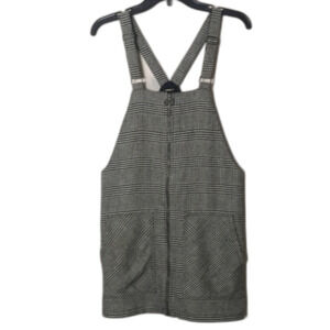 forever 21 checkered print overalls zip up fall cozy dress size m/l